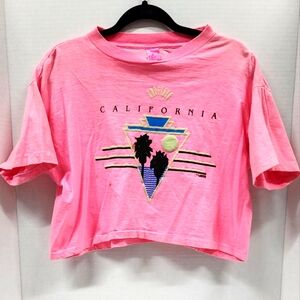 Vintage 90s California Crop Top Surfer Skater T-Shirt Womans Size L